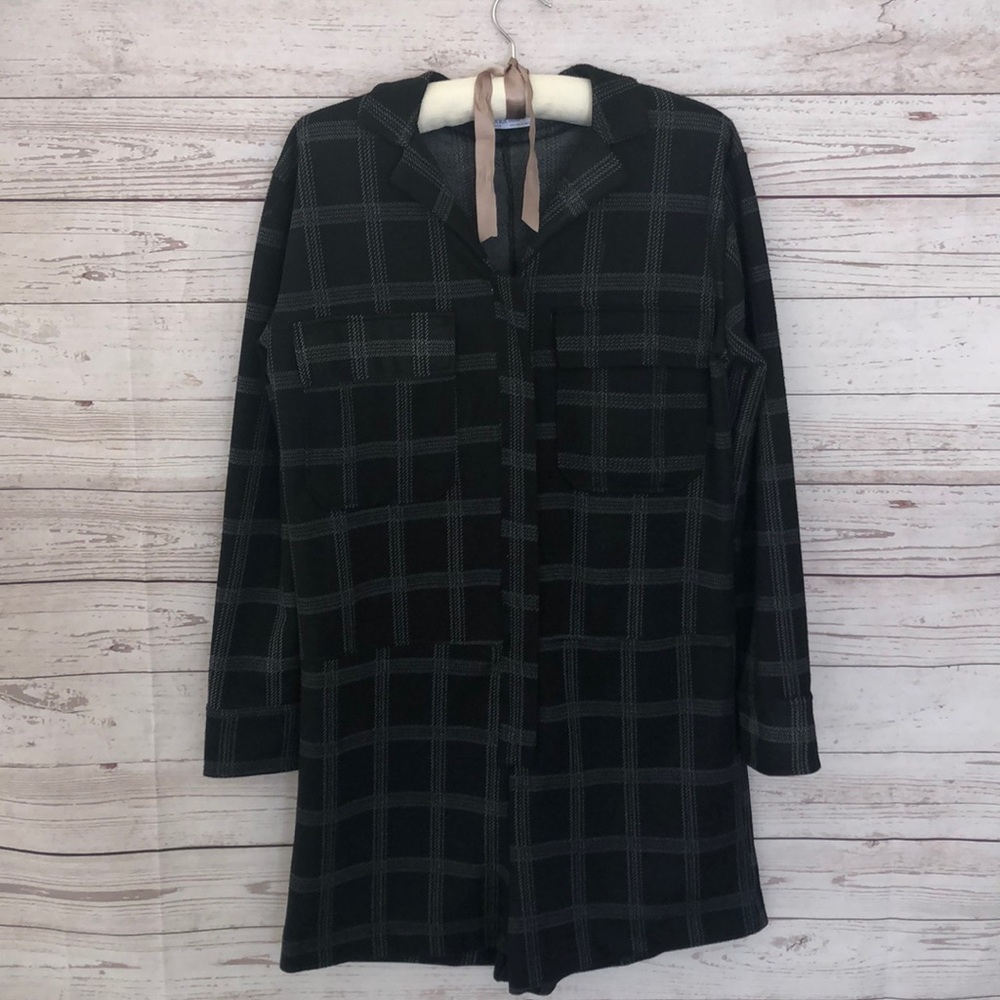 Zara Woman Plaid Long Sleeve Zip Romper